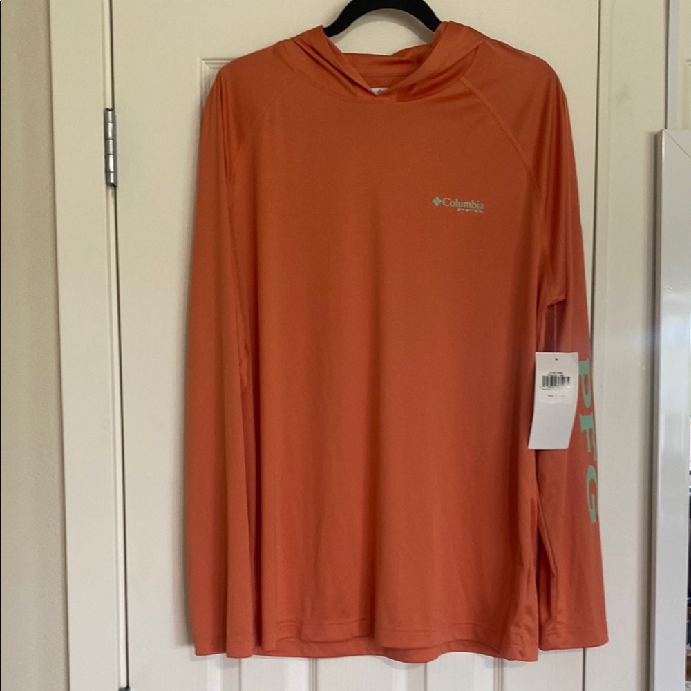 Columbia Orange Long Sleeve Performance Fishing Hoodie